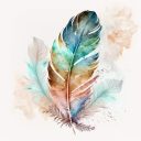 Concept of colorful boho feather tribes isolated on white background in watercolor. Abstract art in part of wings bird design. Finest generative AI.