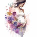 pregnant woman with flowers in her belly. generative ai.